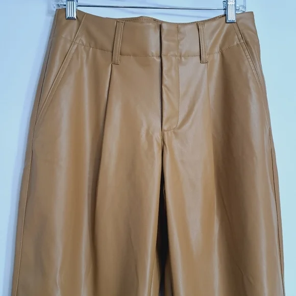 A New Day Faux Leather Carmel .Straight Leg Pants New Size‎ 8 - Picture 4 of 11